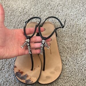 Giuseppe Zanotti Black Sandals with Silver Accent